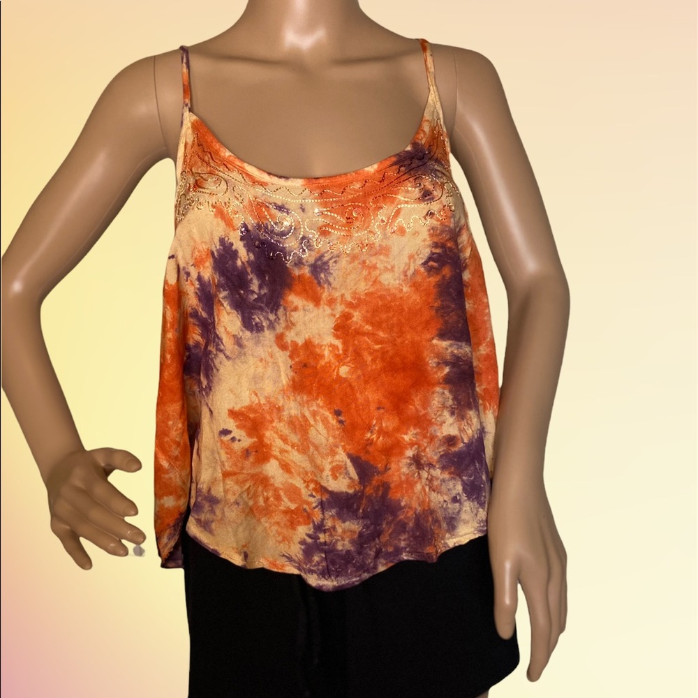 Raga Embellished Boho Spaghetti Strap Top Sml NWT